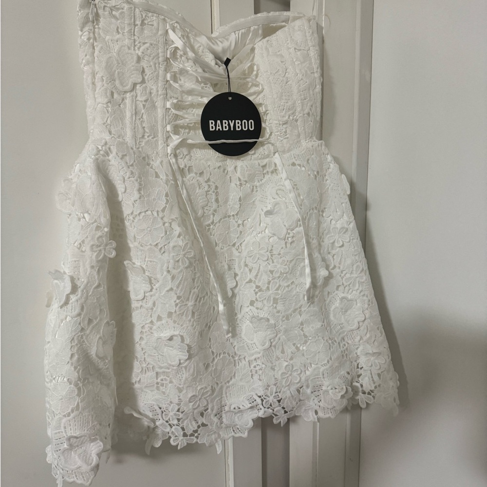 Babyboo White Lace Mini Dress